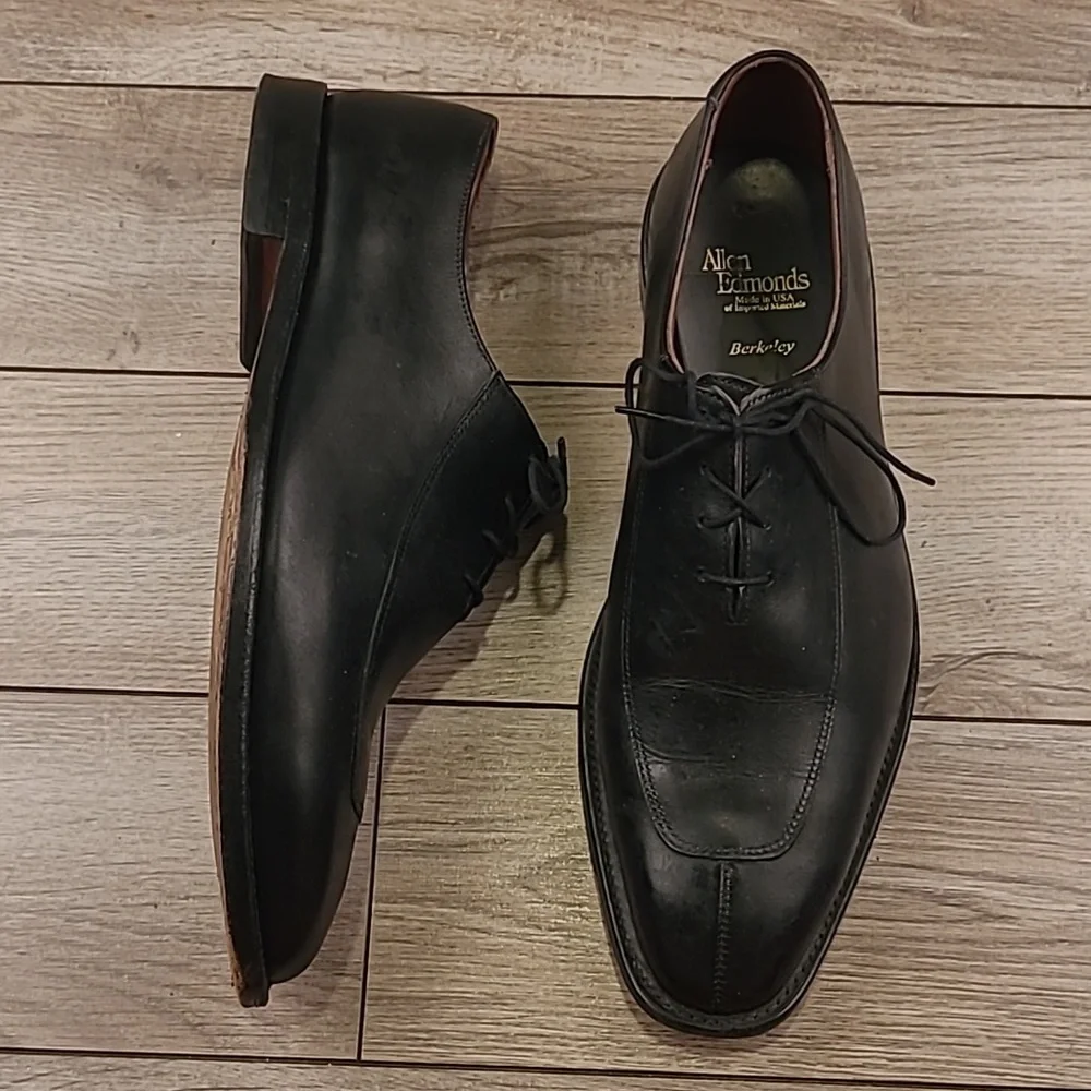 ALLEN EDMONDS‎ Berkeley Black Leather Sz 9.5 D Mens Split Toe Dress Shoes
